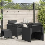  The Living Store Vrtna sedežna garnitura 4-delna z blazinami črna poli ratan - Vrtna Sedežna Garniture, (21474884) | Shoptok.si