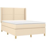  Krevet s oprugama i madracem krem 140x200 cm od tkanine | shoptok.hr