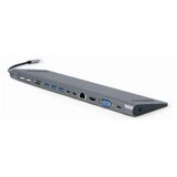 Gembird USB Type-C 9-in-1 multi-port adapter (USB hub + HDMI + VGA + PD + card reader + LAN + 3.5 mm audio), space grey | ePonuda.com