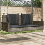 vidaXL Gugalna klop z blazinami siva 119x56x48 cm poli ratan Cene