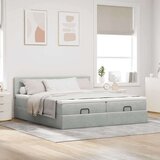 vidaXL Otomanski posteljni okvir z vzmetnicami siv 180x200cm žamet | Shoptok.si