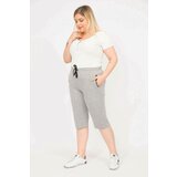 Şans Women's Gray Plus Size Tracksuit Capri with Side Pockets cene