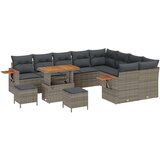  12-delni vrtni sofa set z blazinami siva poli ratan akacija Cene