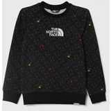 The North Face Otroški bombažen pulover DREW PEAK LIGHT CREW PRINT črna barva