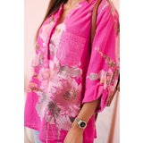 Kesi Włoski Women's cotton blouse with a floral pattern and buttons pink | Shoptok.si
