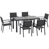 Outsunny 7-delni aluminijasti vrtni set s pravokotno raztegljivo mizo in 6 zunanjimi stoli s sedeži iz dihalne mreže, siva, (20708569) Cene