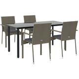  5-dijelni vrtni blagovaonski set crno-sivi od poliratana Siva Dužina stola 160 cm | Shoptok.si