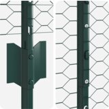 vidaXL Ograjne palice 11 kos U-oblikovane Zelene 150 cm iz jekla, Šesterokotna ograja Zelena 1,5x50 m iz jekla | Shoptok.si