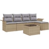  Garnitura za vrt od 6 dijelova s jastučićima crni poli rattan Garnitura za vrt za 2 osobe s pohranom i jastučićima bež poli rat | shoptok.hr