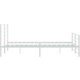 vidaXL Kovinski posteljni okvir z vzglavjem in vznožjem bel 193x203 cm | Shoptok.si