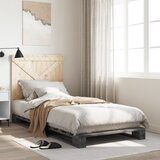  Okvir za krevet s uzglavljem sivi 90x200 cm masivna borovina | shoptok.hr