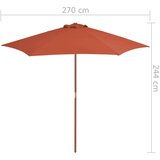 vidaXL Zunanji senčnik z lesenim drogom 270 cm terakota | Shoptok.si