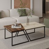 Hanah home Verona P0024623 - Travertine, Rustic Walnut TravertineRustic Walnut Coffee Table Set | ePonuda.com