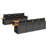 Maison Chic Seti vrtnega pohištva - Vrtna garnitura - Vrtni pohištvo set 9-delna z blazinami črn poli ratan, (21807316) | Shoptok.si