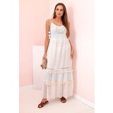 Kesi Włoski Women's boho dress with straps with embroidery and lace blue | shoptok.hr
