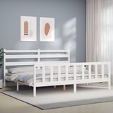 Maison Chic Posteljni okvir - Dvoposteljna postelja - Zakonska postelja brez vzmetnice bel 200x200 cm trdna borovina-J3696, (21770463) | Shoptok.si