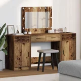  3-delni set toaletne mize z LED, star les in inženirski les, (22055060)