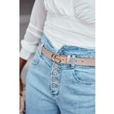 Fasardi Leather belt with a golden buckle beige | shoptok.hr