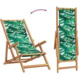 vidaXL Sklopive stolice za plažu 2 kom tkanina i drva uzorkom lišća | shoptok.hr