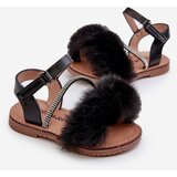 Boto Children's Sandals with Velcro and Fur Black Rosavere | Shoptok.si
