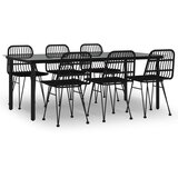  7-dijelni vrtni blagovaonski set od poliratana crni Crna Dužina stola 200 cm | shoptok.hr