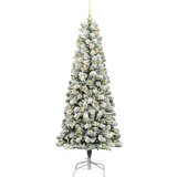 vidaXL Umetno Zložljivo Božično Drevo Zelena in bela 210 cm PVC | Shoptok.si