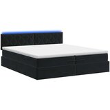  Krevet od pjene s madracem i LED-om Crna 200 x 200 cm Baršun - Crna 200 x 200 cm Dizajn s rombovima | shoptok.hr