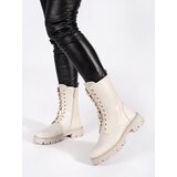 SEASTAR Light beige women's worker boots with pins | shoptok.hr