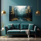  Sodobna umetniška slika Zlati dotiki gozda - PREMIUM ART | Shoptok.si