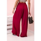 Kesi Włoski Women's wide trousers with elastic waistband dark burgundy | Shoptok.si