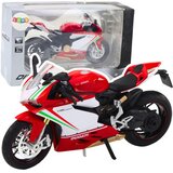 SPORTS Motorcycle Metal Red White Lights Sounds 1:12 | Shoptok.si