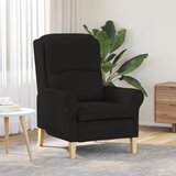 vidaXL Črn Naslanjač Črn Tkaninska obloga z lesenimi nogami | Shoptok.si