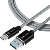 Aramid ekstra čvrsti kabel USB-A/USB-C - 0.3m - Siva KP31189