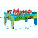  Lesena otroška miza železnica, 80-delni igralni komplet z obrnljivo in odstranljivo mizo, dim. 82,5 x 60 x 40 cm, večbarvna | Shoptok.si