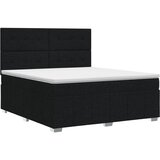  boxspring postelja z vzmetnico, blago, črna, 140×190 cm Cene