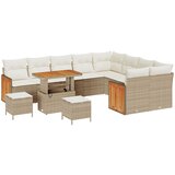 vidaXL Set od 12 Dijelova Vrtni Sofa Set s Jastučićima Bež Poli Ratan Akacija, 3 Dijelni Vrtni Set sa Jastučićima Bež Poli Ratan Akacija, Dvosjed Vrtni Sofa s Jastučićima Bež Poli Ratan Cijene