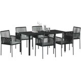  Vrtni set za objed 7 pcs Crna PE ratan | shoptok.hr