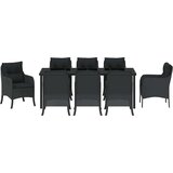  Vrtni set za objed s jastukom 9 pcs Crna poliratan | shoptok.hr