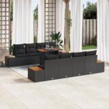 vidaXL 9-dijelni Vrtni Sofa Set s Jastučićima Crni Poli Ratan | shoptok.hr