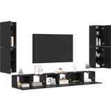 vidaXL Komplet TV omaric z vrati 5 pcs Črni hrast Konstruiran les | Shoptok.si
