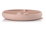 Jane BLW silikonski okrogel krožnik s predelki in vakuumom, Pale | Shoptok.si