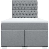 vidaXL Boxspring postelja z vzmetnico svetlo siva 120x190 cm blago | Shoptok.si