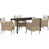 vidaXL 5-dijelni set vrtnih stolova s jastučićima bež poli ratan | shoptok.hr