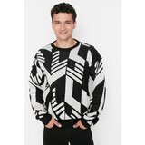 Trendyol Black Men Regular Fit Geometric Patterned Crew Neck Knitwear Sweater