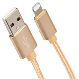 X Wave USB kabl/USB 2.0(tip A)- LIGHTNING(iPHONEkompatibilni)/dužina 2m/3A/Aluminium/zlatni upleten ( USB za iPhone 2m 3A Al /gold mesh ) USB za iPhone 2m 3A Al /gold mesh Cene