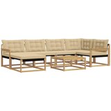  Set vanjskih sofa 7 kom. Bijela i bež Čvrsto drvo akacije | shoptok.hr
