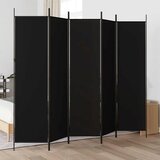 Sobna pregrada s 5 panela crna 250x200 cm od tkanine | Eponuda.ba