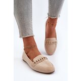 Boto Shiny Women's Loafers with Chain Beige Aredilla | Shoptok.si