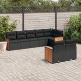 Maison Chic Seti vrtnega pohištva - Vrtna garnitura - Vrtni pohištvo set 8-delna z blazinami črn poli ratan, (21800490) | Shoptok.si