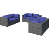  Vrtna sedežna garnitura 6-delna z blazinami poli ratan siva, (20672851) | Shoptok.si